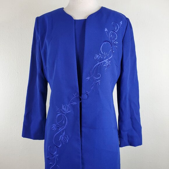 Studio One Dresses & Skirts - Studio one Blue Embroidered Dress And Jacket One Piece Dress Size 12